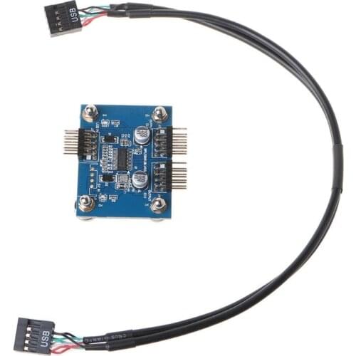 9Pin USB Header Male 1 to 2/4 Female Extension Cable Card 9-Pin USB HUB Adapter 667C