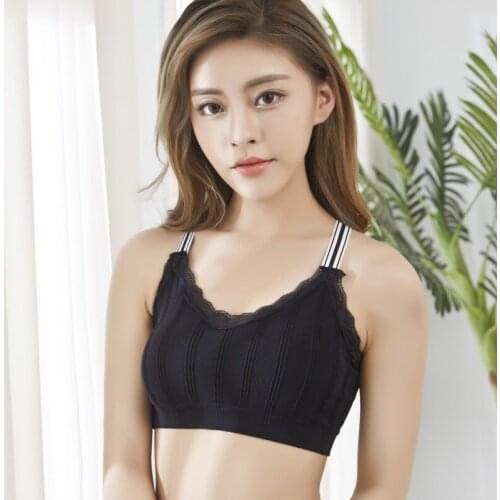 Striped Strap Cotton Seamless Bra Padded Bras For Women Fitness Top Bralette Underwear Bralet Workout Underwear