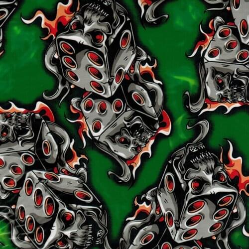 CSKR9064 0.5mX20m hydrographics film green dice skulls water transfer films