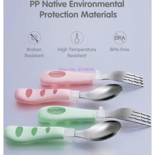 DHL 100set 2pcs/lot Baby Feeding Spoon Fork Set Stainless Steel Toddler Infant Tableware Flatware Kids Cutlery with Ant-Dust Box