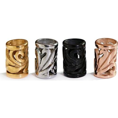 DIY Cylindrical Hollow Out Stainless Steel Beads Flower Vintage Spacers Bead Making Charms For Jewelry Materials Handmade Kralen