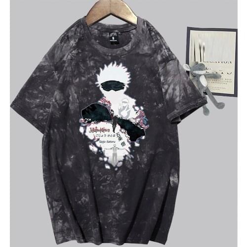 2021Tie Dye T-shirt Hot Anime Cartoon T Shirt Women Fashion Jujutsu Kaisen T-shirt Graphic Japanese Anime Tshirt Kawaii Tees