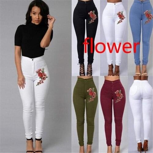GAOKE Women's Jeans With Embroidery
