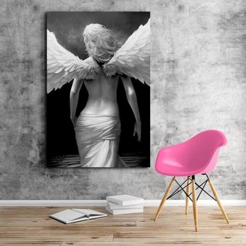 Canvas Painting Modern Home Decor Posters And Prints Golden Color Angel Wall Art Prints Picture For Living Room No Frame