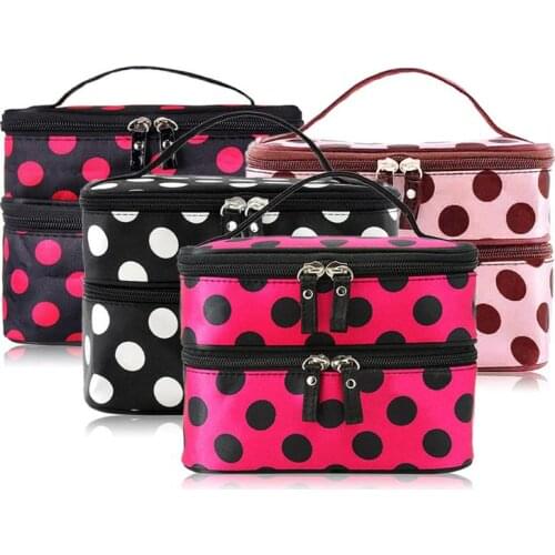 Mini Cosmetic Bag Dual Layer Travel Portable Makeup Bags Organizer Box Bag Makeup Brushes Toiletry Kits