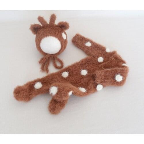 Santa suit Knit Baby Hooded Romper set Christmas Newborn Photogr Knit Mohair soft Hat Bonnet