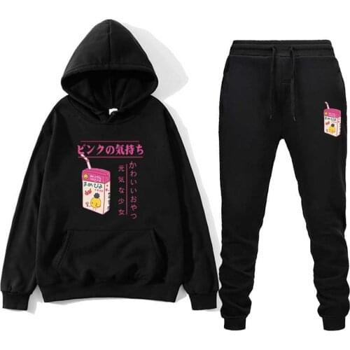 Mens sets Japanese Oversized Hoodies and pants Printed Hipster hip hop Sportswear Homme pullover sweatsuits Tracksuits clothing