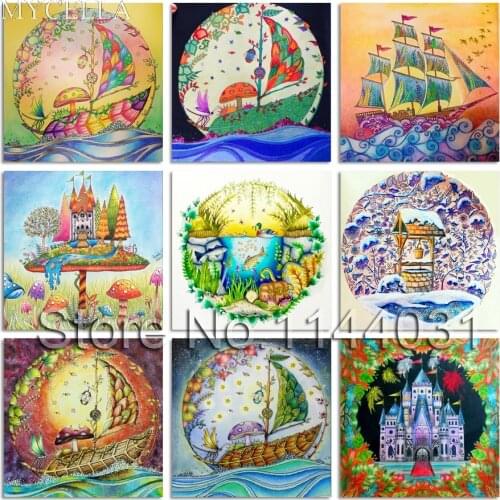 MYCELLA 5D Diamond Painting Diy Forest Diamond Embroidery Sailing Boat Full Diamond Mosaic Pasted Cross Stitch Craft