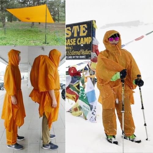 Single Person 20D Double Silicon Coated Nylon Ultralight Hiking Waterproof Raincoat Outdoor Awning Camping Tarp Mini Sun Shelter