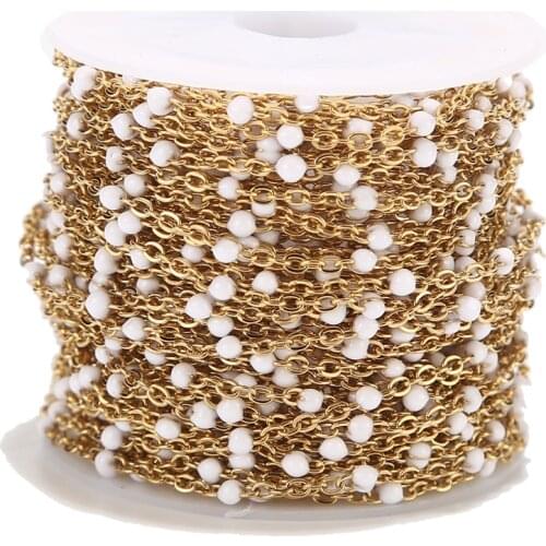 Wholesale 1 Roll/10Meters 2mm Width Stainless Steel Gold Plated Satellite Cable Beaded Ball Chain for Women Girl Necklace Making