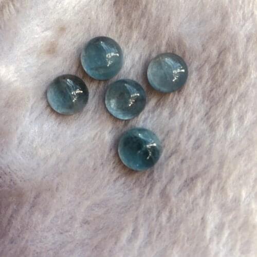 Wholesale AAA Quality Blue Aquamarin e Bead Cabochon 8mm Round Gem Cabochons For Jewelry making, 2pcs/pack