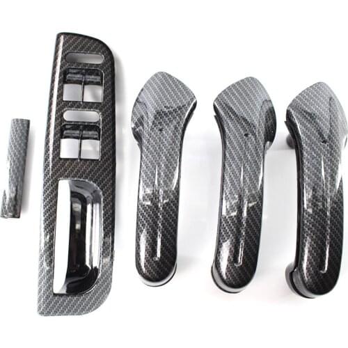 RHD Carbon Fiber Switch Panel Door Grab Handle Cover Trim For VW Golf MK4 98-05