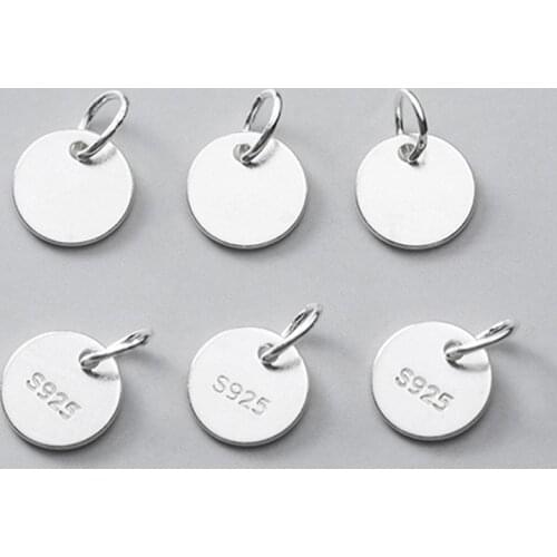 2pcs 925 Sterling Silver Small Round Tag Charms 6mm Entire S925 Silver Dangle Decoration Widget Pendant DIY Jewelry Findings