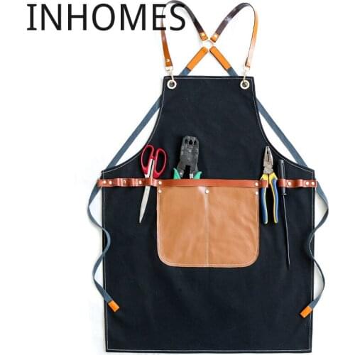 Custom Logo Restaurant Flower Barista Milk Tea Coffee Barber Work Apron Men Women Shop Chef Uniform Overalls delantal cocina