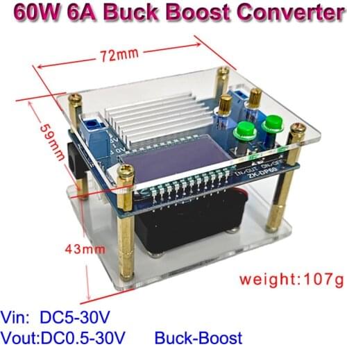 60W 6V Buck-Boost CC CV Adjustable Variable DC Power Supply Module LCD Voltage Regulator Soft-start 5-30V to 0.5-30V
