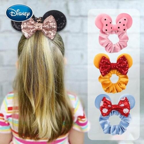 Pretty Mouse Ears Sequins Hair Bow Women Velvet Scrunchies Fashion Waist Hair Bands Headband For Girls Headwear Trendy