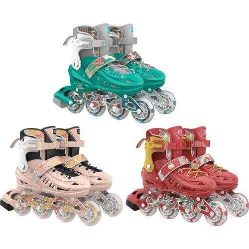 Inline Fitness Skates High Elastic PU Glow 4 Wheels Adjustable Sizes Professional Fitness Inline Skates Adult Roller Skating