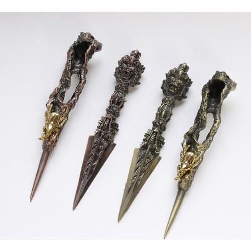 Copper Tea Knife Ceremony Prying Handmade Pattern Thickening Insert Chinese Puer Tea Knife Vintage Caja De Te Teaware DG50CD