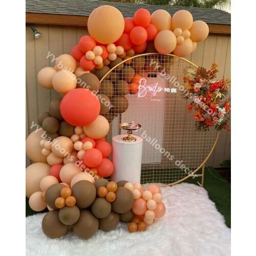 DIY Pastel Macaroon Cream Peach Balloons Garland Arch Kit Coral Red Cofe Ballon Wedding Birthday Baby Shower Party Decoration