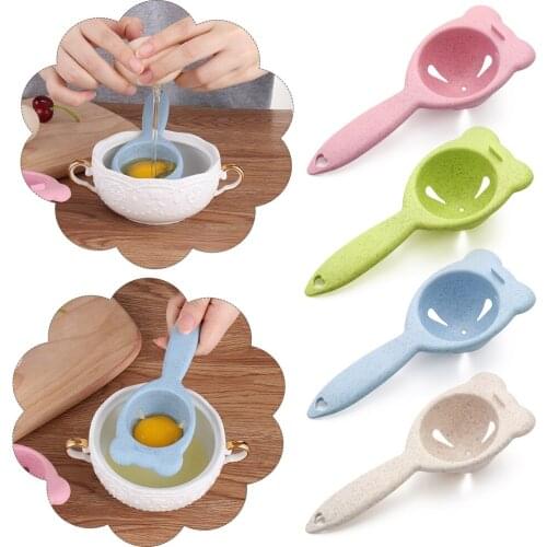 1 PC Hot Egg Yolk White Separator Eggs Filter White Extractor Eco-Friendly Cartoon Wheat Straw Kitchen Gadgets Cooking Supplies