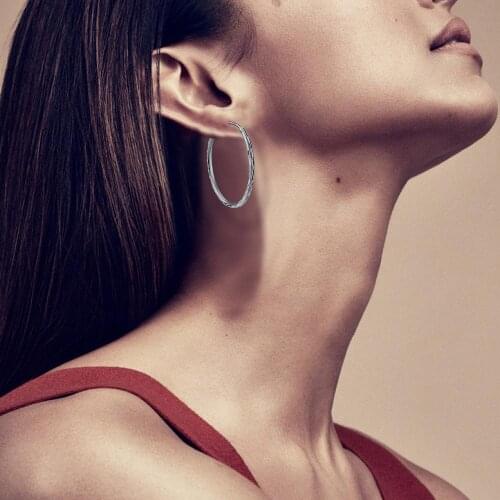 E Jewelry 925 Sterling Silver 2cm-6cm Hoop Earrings For Women Nightclub Jewelry Female Party Simple Circle Earrings