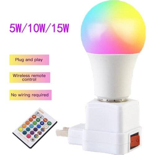 E27 LED Light Bulb 5W 10W 15W RGB Dimming 16 Colors Lamp Four Modes Very Suitable For Bars KTV And Stage AC 85-265V
