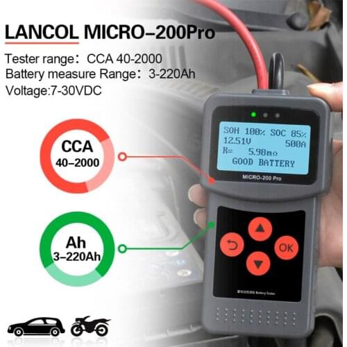 MICRO-200PRO Automobile Battery Tester Capacity Digital Car Load Discharge System Analyzer Auto Truck Motorcycle Repair