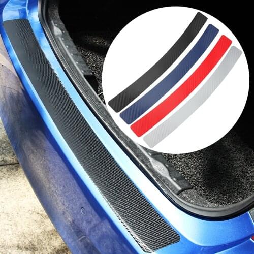 Car Tail Trunk Bumper Protection Carbon Fiber Sticker For Lada Granta Xray Vesta For Kia Rio Solaris Creta For Golf Polo
