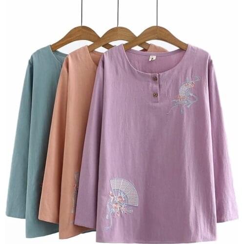 Plus Size Fashion XL-4XL Tops Womens Vintage Tshirts Fans Embroidery Casual Shirts Large Size Spring Summer Top