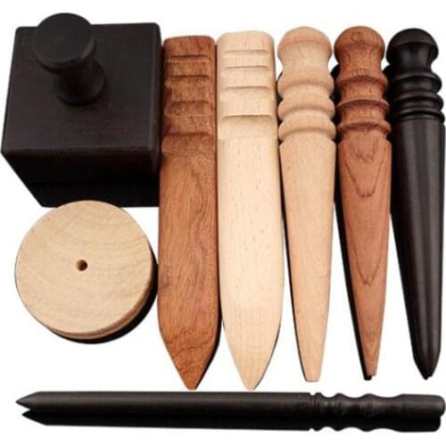 1pc DIY Leather Tool Wood Slicker Leather Solid Wood Burnishing Edge for Polished Edge Leather Craft Working Tool