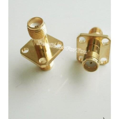 1Pcs SMA Connector Female 4 Holes Panel Flange To SMA Connector Female Straight RF Adapter Connectors