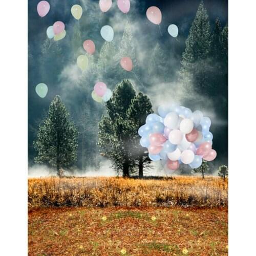 5x7ft Green Tree Yellow Grass Balloon Photography Backdrops Photo Props Studio Background