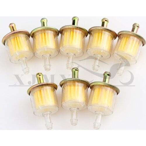 8 pcs Universal Motorcycle Petrol Gas Oil Fuel Line Filter 5/16" 8mm Pit Dirt Bike ATV Go Kart Bronze metal cover