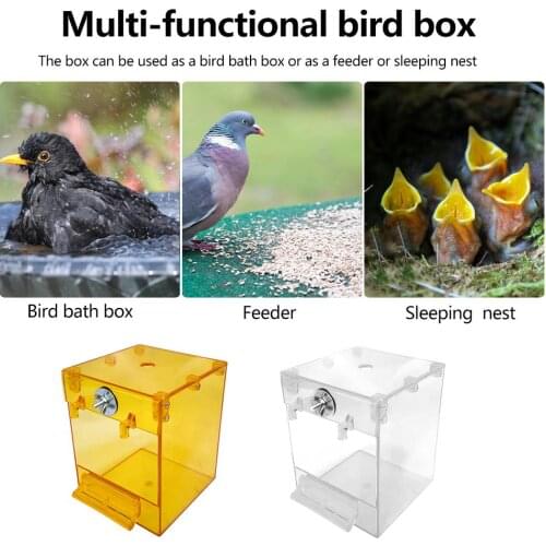 Acrylic Bird Feeder Parrot Bath Box Bird Cage External Hanging Transparent Bathtube Shower Box Portable Pet Lark Sleeping Nest