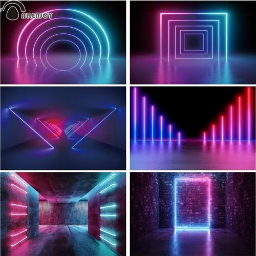Allenjoy Dancing Disco Bar Photography Backdrop Laser Light Line 3D Fluorescence Stage Adult Party Backgrounds For Photo Studio
