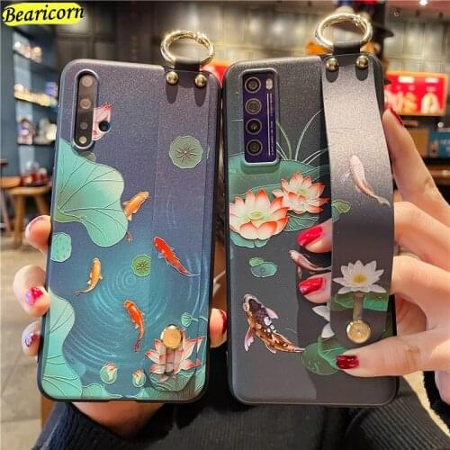 Wrist Strap Case Flower Cover for Huawei P40 P30 Lite 2020 P20 Pro P Smart Z Plus Y9 Prime 2019 Honor 10 10i 20 20s 20i 20e 30