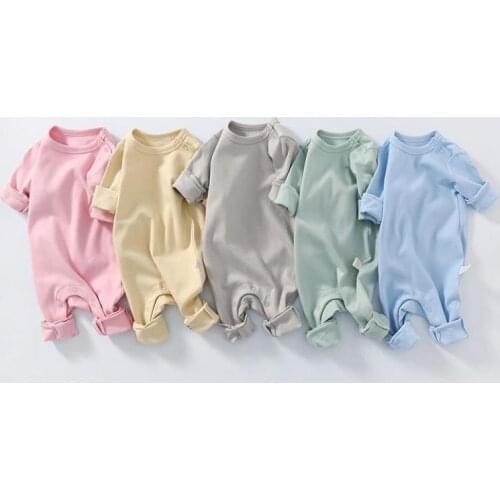 Baby Pure Color Clothes Spring And Autumn Newborn Girls Rompers Long Sleeve Cotton Christmas Infants Unisex Boys Jumpsuit 2021