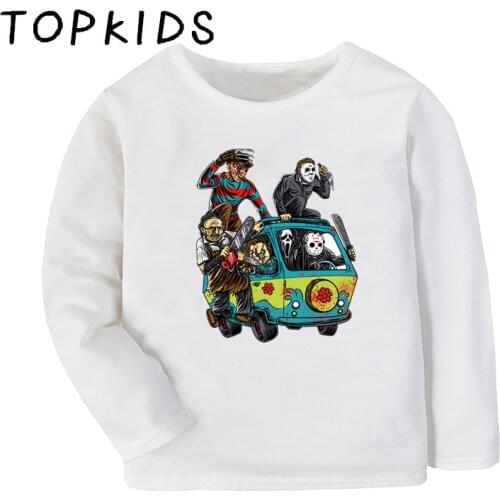 2021 Kids The Massacre Machine Horror Movie Killer Jason Funny T-shirt Children Tops Baby Boys Girls Long Sleeve T shirt,LKP016