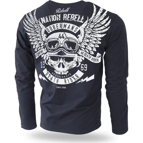 Skull Wings Print T-shirt Mens Long Sleeve Tops Fall T Shirts Men Cotton Loose Casual Fashion Breathable White Black Run Fitness