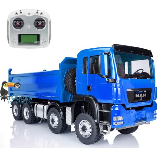 LESU 1/14 MAN 8*8 Scale RC Hydraulic Lifting Tipper Dumper Truck Model Motor ESC Painted Blue Color THZH0349-SMT5