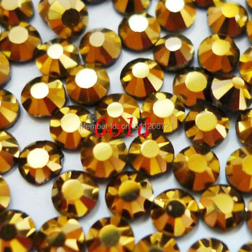 Good quality AAAA SS6~SS30 Gold Color Flatback Hot-Fix Crytal DMC iron on Rhinestone with glue loose bead Bag shoe decoration