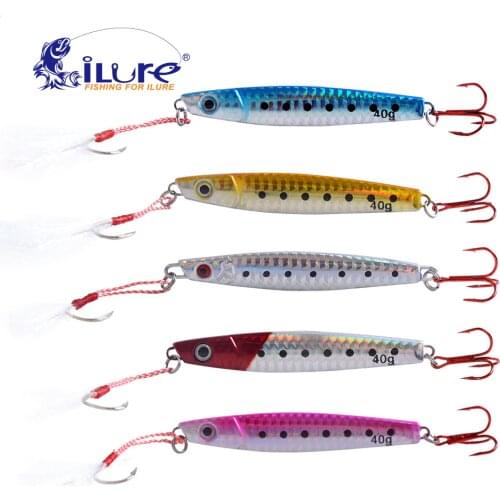 ILure 5 Pcs/Lot Metal Casting Fishing Bait Jig Spoon 25g/30g/40g/50g/60g Fishing Lure Hooks Jigging Artificial Fish Bait Spoon