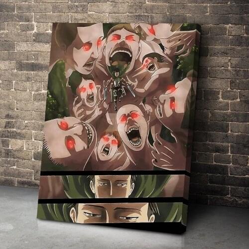 HD Printed Attack On Titan Canvas Painting Anime Monster Red Eye Pictures Wall Art Modular Poster Home Decor Bedside Background