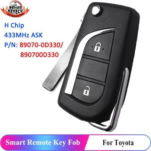 KEYECU 890700D330 89070-0D330 for Toyota Yaris Aygo 2014 2015 2016 ASK 433MHz H Chip Smart Flip Remote Car Key Fob 2 Button