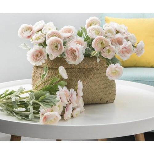 Beautiful Artificial England Ranunculus Asiaticus rose Flowers silk flores for home table decoration 3 heads fake flower