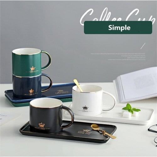 Creative Ceramic Cup Set for Coffee White Black Blue Green European Style Breakfast Milk Afternoon Teacup Water Cafe Mugs