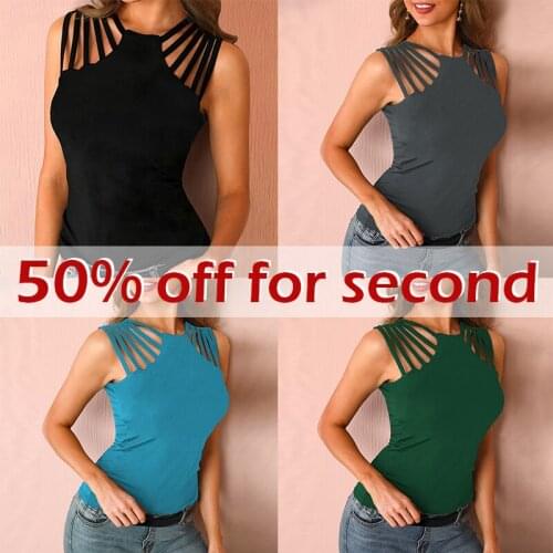 Sexy Club Party Night Out Clubwear Hollow Sleeveless Tops Women Slim Solid Black Basic Tank Shirt Summer Halter Streetwear Vest