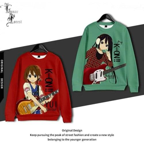 Cute K-ON! 3D Printing T-shirt Fashion Round Neck Long Sleeve Popular Japanese Anime Streetwear Plus Size