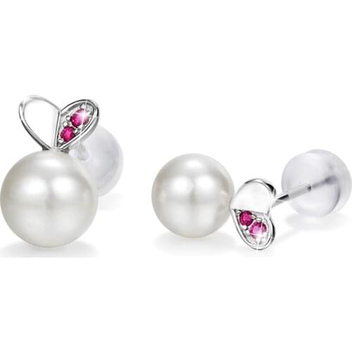 ANNA QUEEN Fashion Korean Shell Pearl Stud Earrings for Women Girl Party Wedding Simple Jewelry PE0032