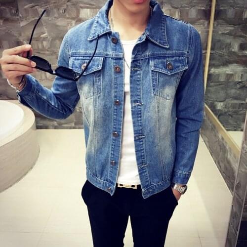 Men High Quality Bomber Jacket Solid Casual Slim Mens Denim Jackets Cowboy Mens Jean top coat fashion cotton brand clothes